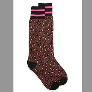 Leopard and stripes jacquard merino wool blend thermal socks made in Italy NWT